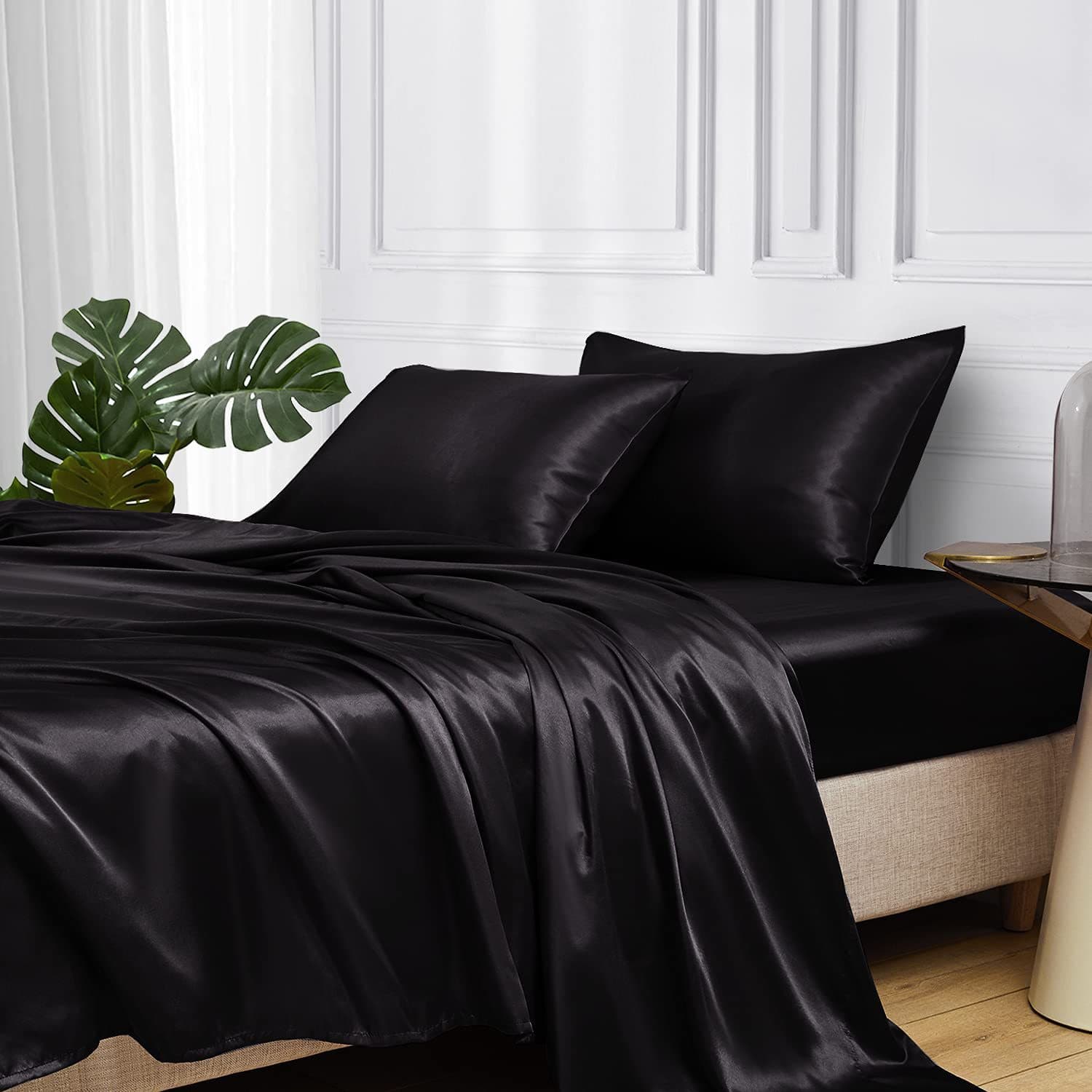 Amazon Hot Selling Satin Silk-Like Bed Sheet Set Cross-border eBay Wholesale Fitted Sheet Flat Sheet Pillowcase Bedding