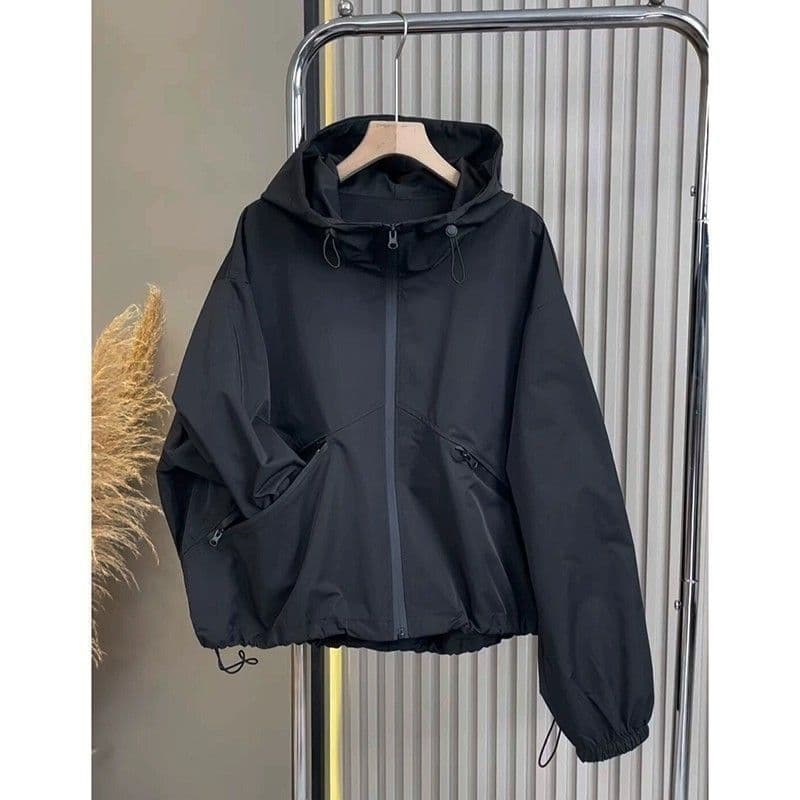 2025 Spring/Autumn Short Jacket Casual Loose Hooded Windbreaker Versatile Jacket Top