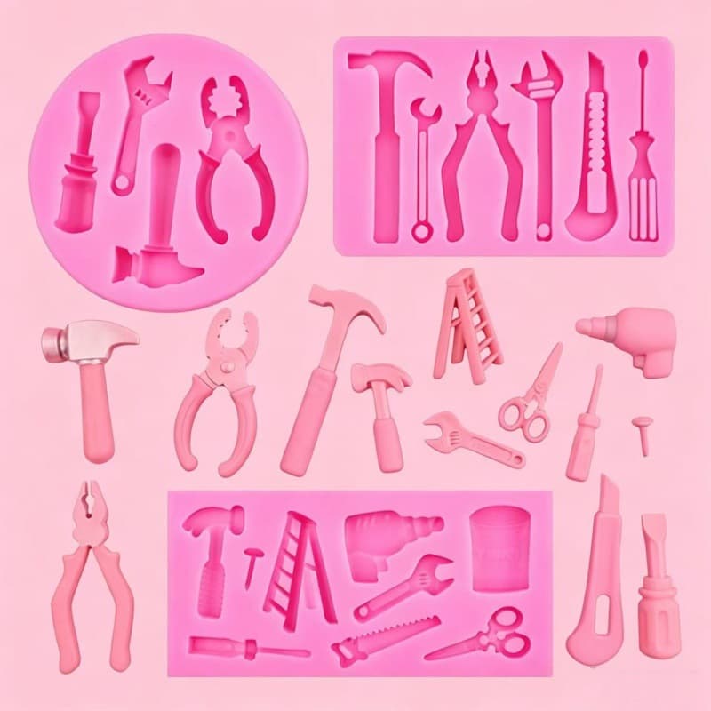 A Variety of Tools, Hardware, Silicone Molds, DIY Wrenches, Scissors, Pliers, Chocolate Fondant Baking Cake Decoration Molds