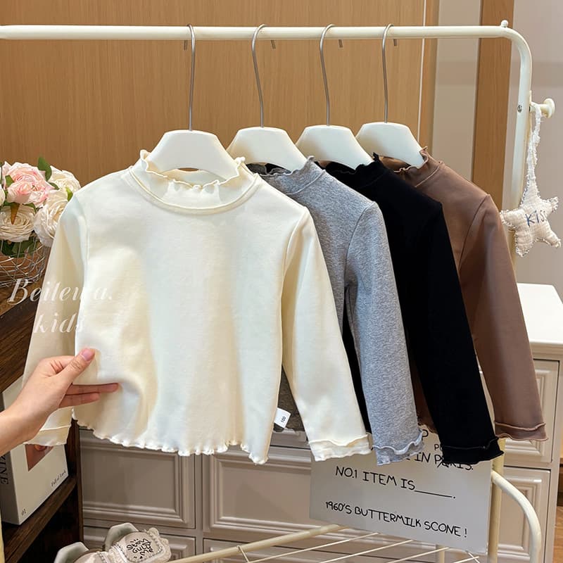 New style girls spring and autumn versatile lace solid color bottoming shirt for baby girls Korean style casual fashionable style bottoming shirt