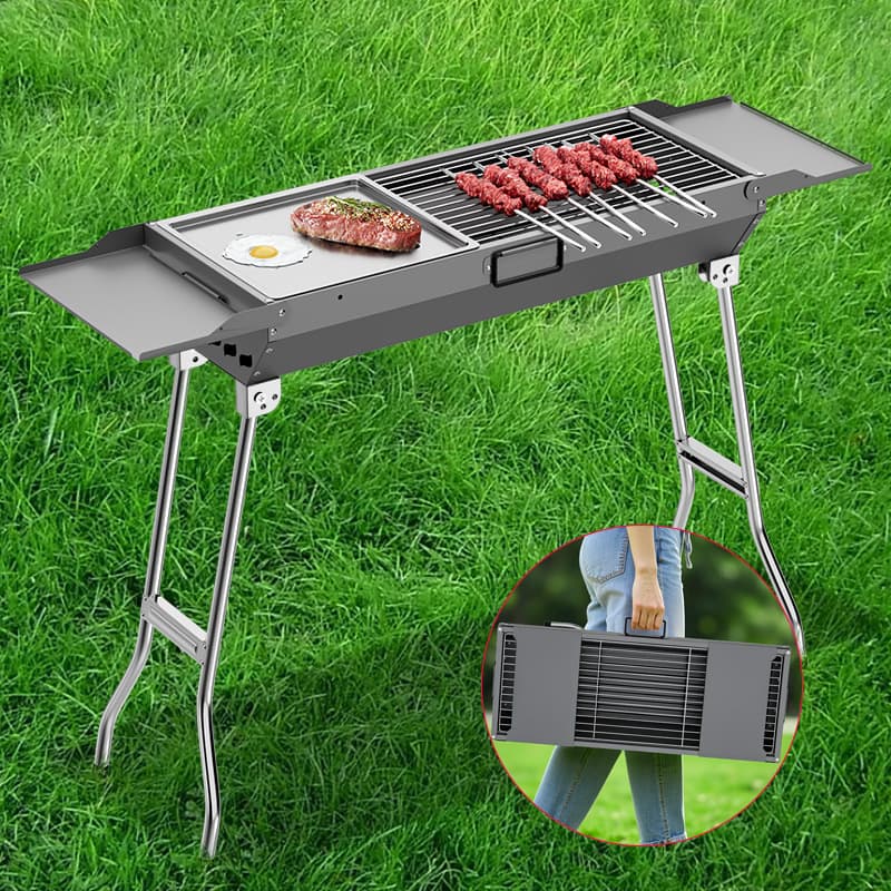 Butterfly Grilled Fish Oven Large BBQ Grill Outdoor Thickened Foldable Portable Grill Rack Meat Skewer Set Complete
