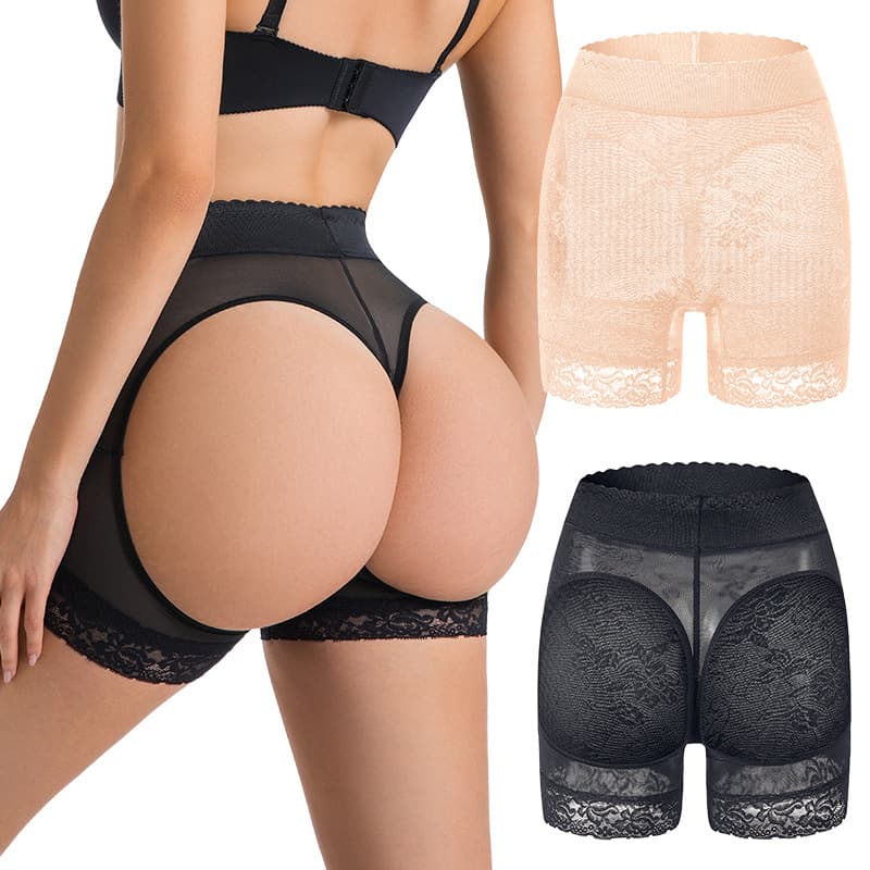 Tummy Control Panties Butt Lifting Hip Enhancer Lace Flat Front Shapewear Plus Size
