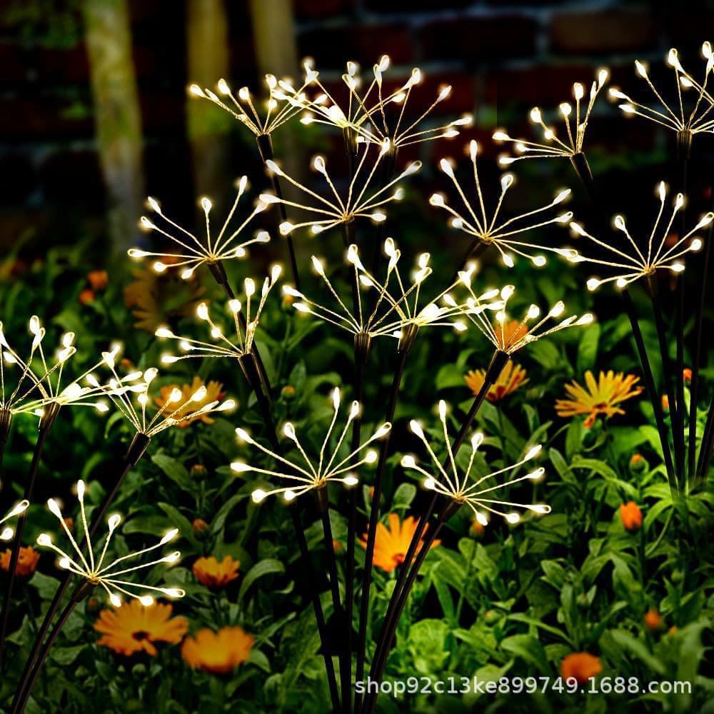 2025 New Solar Outdoor Firefly Explosion Lights, Garden Courtyard Festival Decorative Lawn String Firework Lights