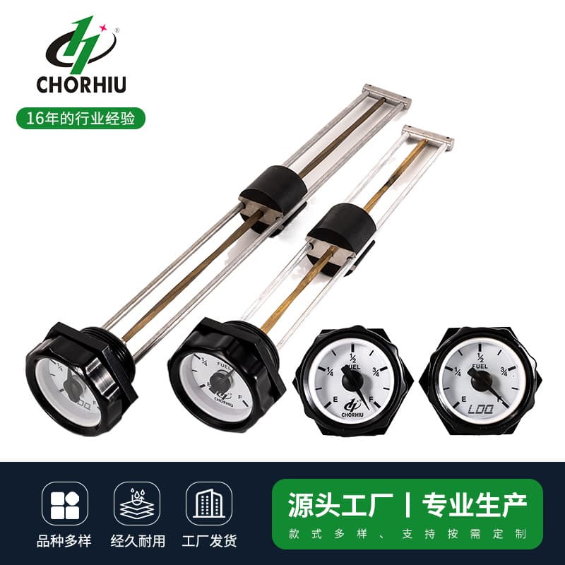Factory-supplied threaded mechanical oil level gauge for engine diesel tanks, with oil level display