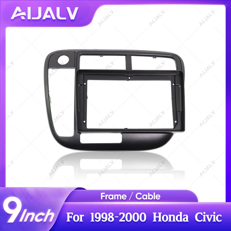 Compatible with 98-00 Civic Honda Civic 9-inch Left-Hand Drive Matte Black Center Console Navigation Faceplate Universal Trim Panel