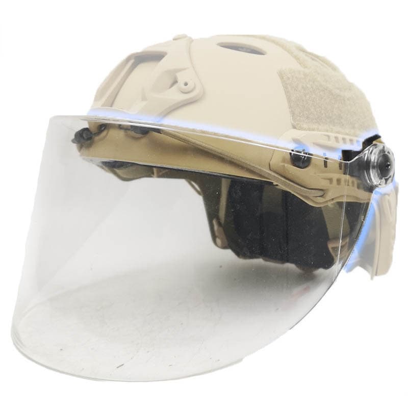 Integrated Extended Transparent Windproof Lens Riot Shield Face Mask Compatible with FAST Helmet Rails, CS Face Protection Against BB Pellets and Impact