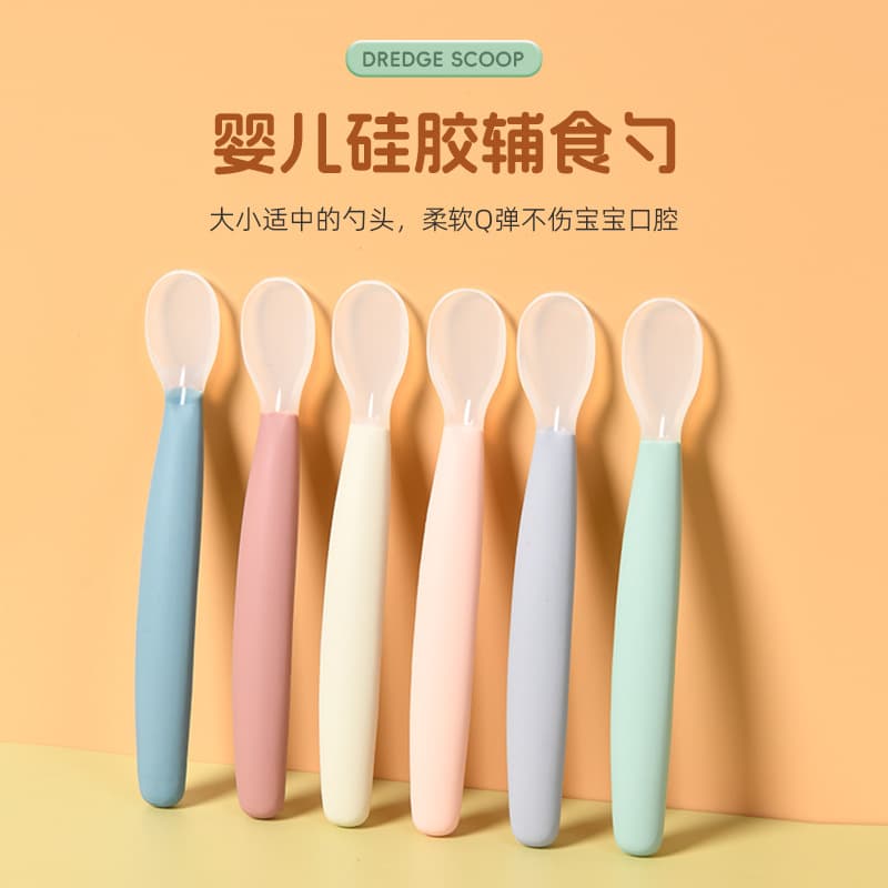 Baby Silicone Spoon, Food-Grade Feeding Spoon for Baby Rice Cereal and Fruit Puree, Children's Feeding Utensils
