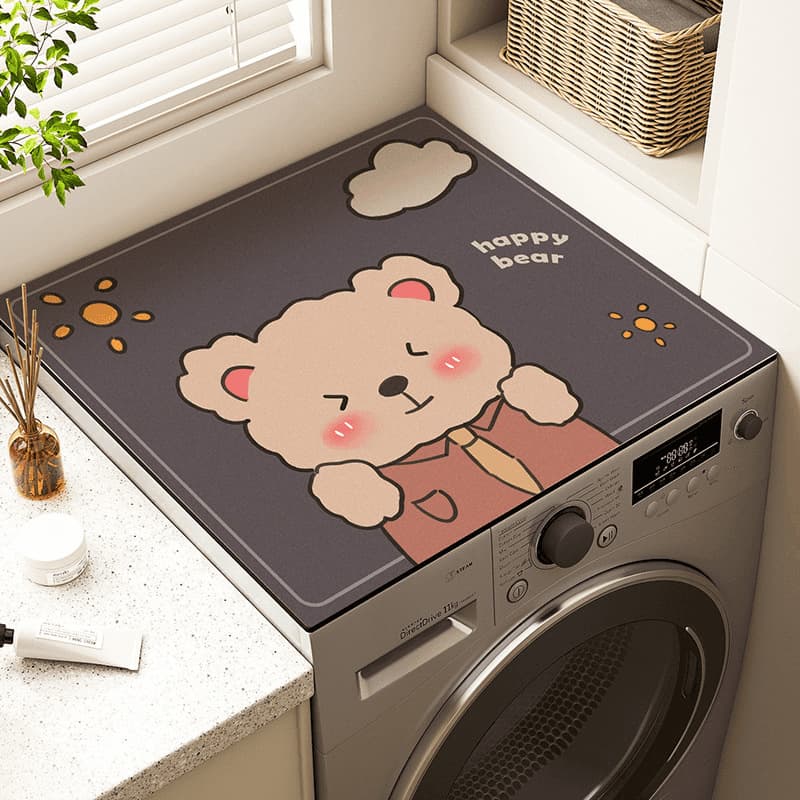 Balcony Drum-Type Washing Machine Cover Mat Cloth Diatom Mud Cover, Refrigerator Countertop Protection Mat Absorbent Anti-Slip Pad