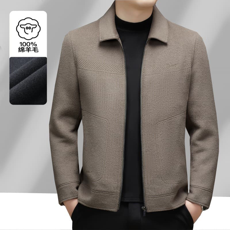Men's All-Wool Double-Faced Short Jacket Autumn Winter Wool Lapel Double-Faced Coat Autumn Wool Mid-Length