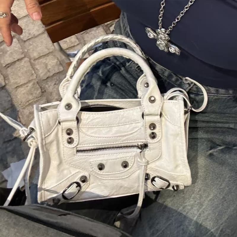 Paris New Style Biker Bag with Studs and Fringes Mini Versatile Shoulder Crossbody Handbag for Women