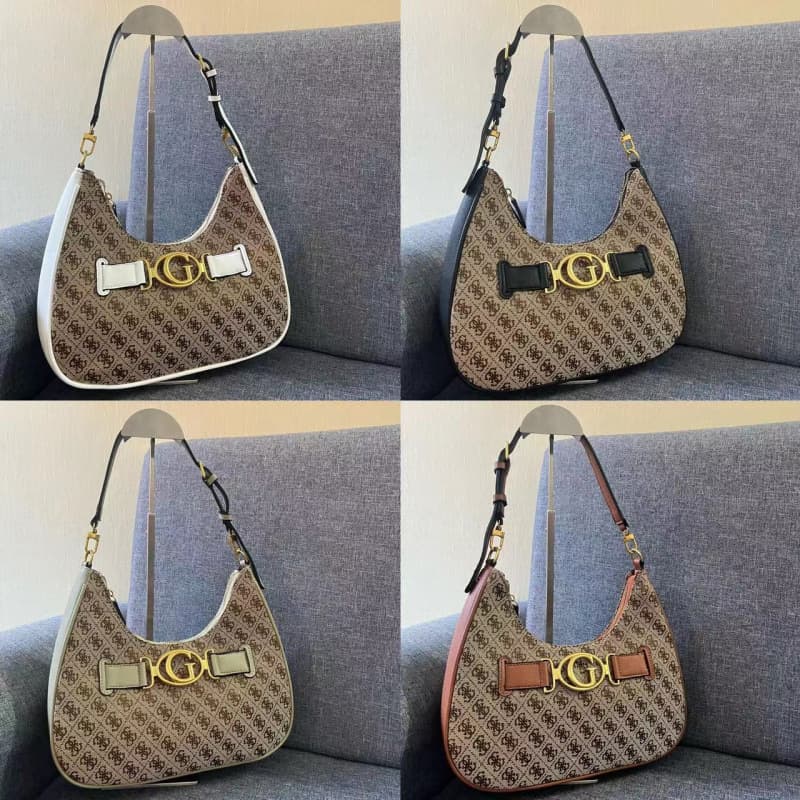 Gs Foreign Trade New European and American Fashion Hobo Patchwork Underarm Bag Large g Jacquard Fabric Moon Bag Single Shoulder Women's Bag