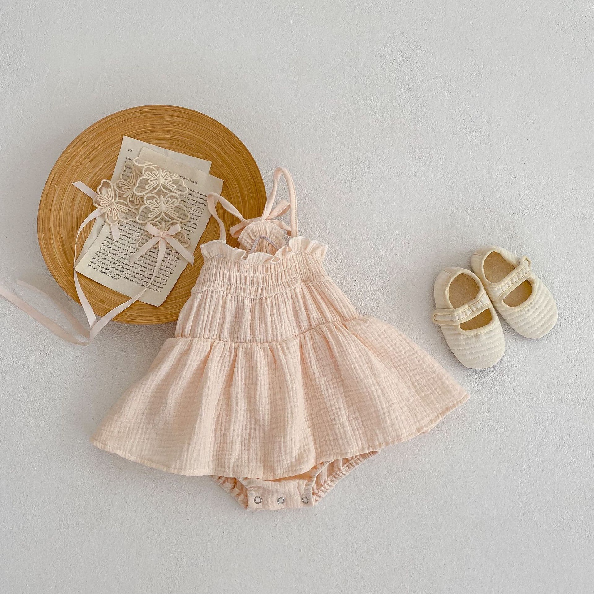 Summer Infant Baby Bodysuit, Girls' Sleeveless Vest with Wrap Skirt, Diaper Cover, and Romper