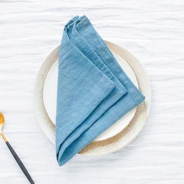 Linen Cotton Napkin Hemstitch American Country Solid Color Wedding Decoration Party Christmas Cross-border Linen Napkin