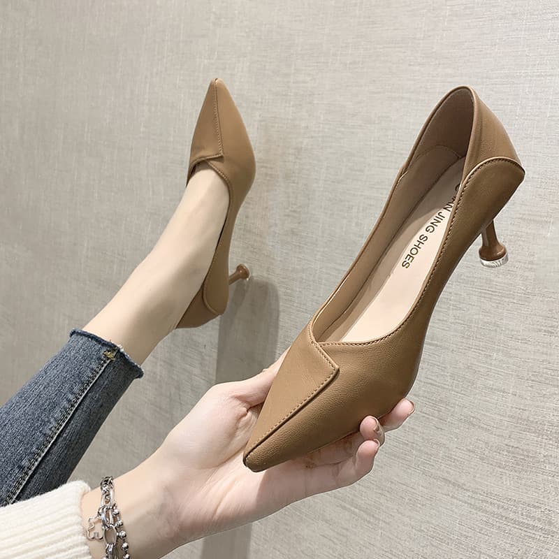 Women's High Heels Thin Heel 2026 Spring Autumn New Arrival Black French Pointed Toe Pumps Professional Office Shoes for Women