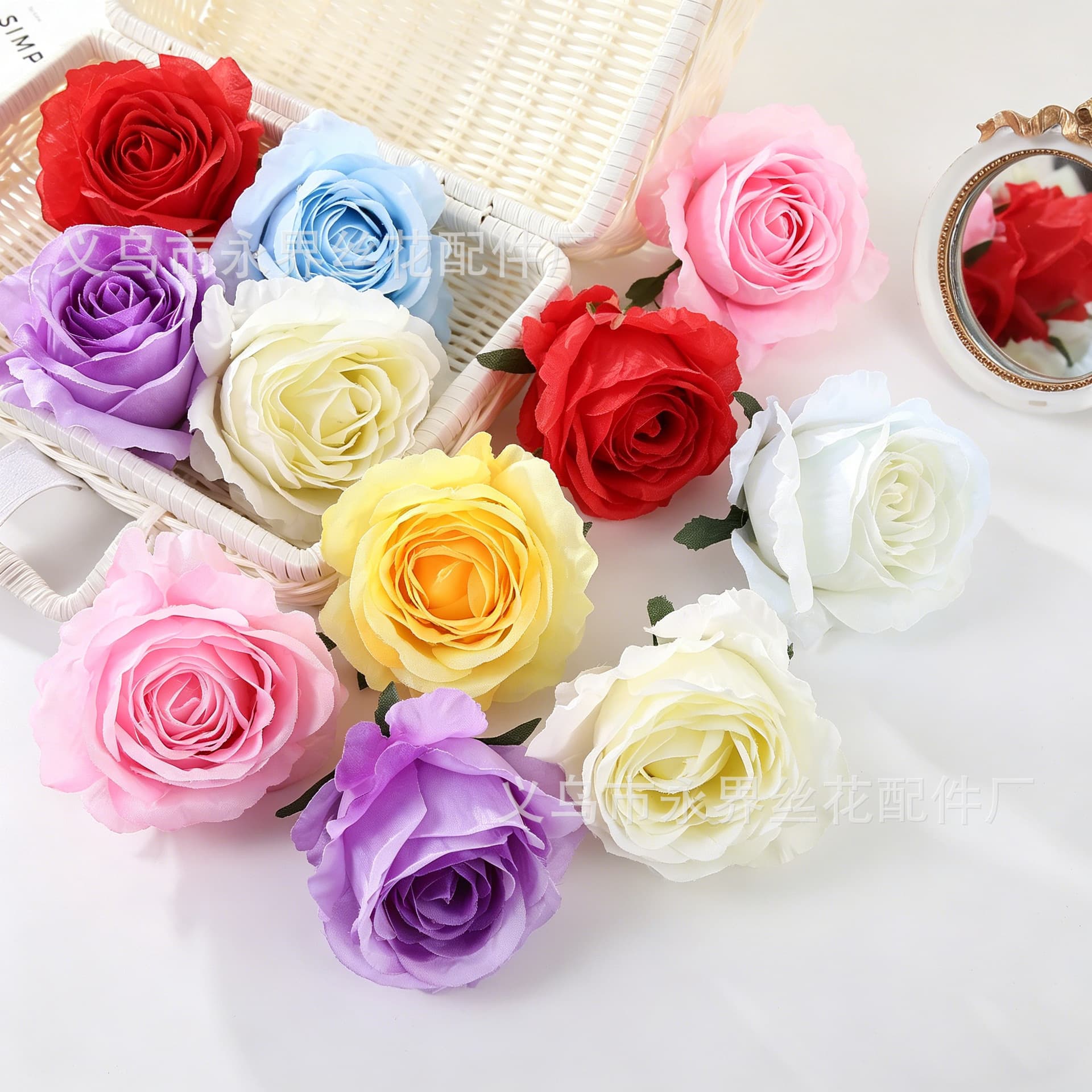 Wrapped Rose Head Artificial Flower, Premium Realistic Influencer Rose Fake Flower, Vintage Artificial Flower Accessory, Silk Cloth Flower