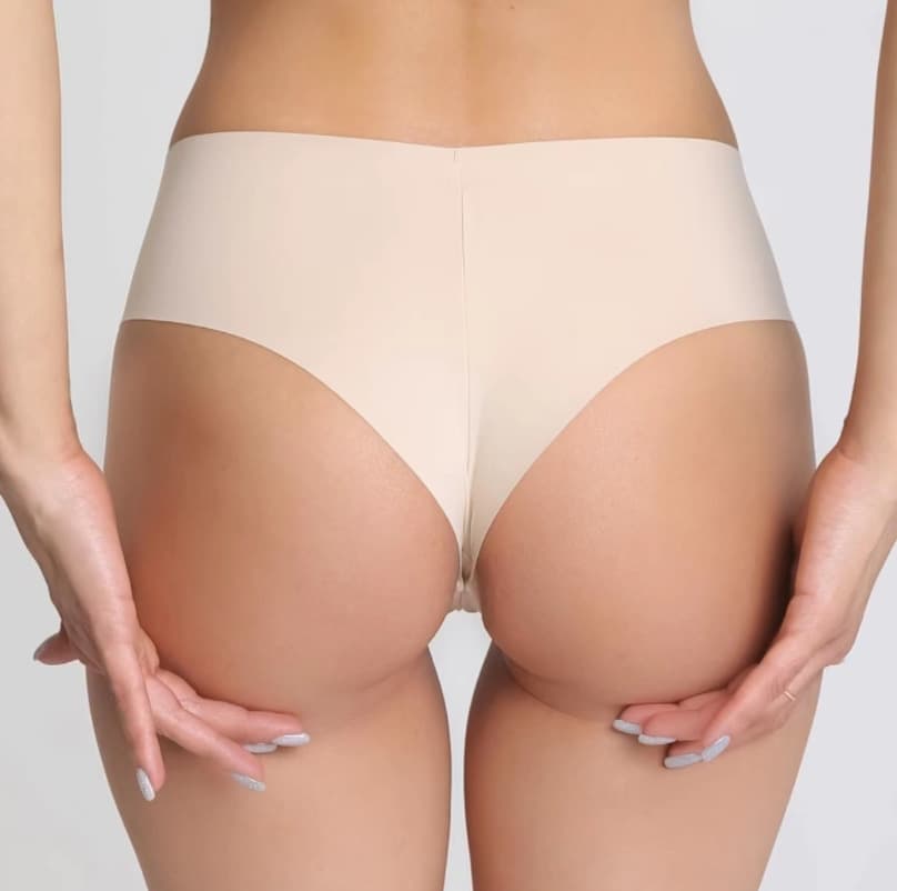 Cross-border underwear factory direct supply double-sided high-elastic laser-cut large size one-piece solid color women's half-covered hip pants