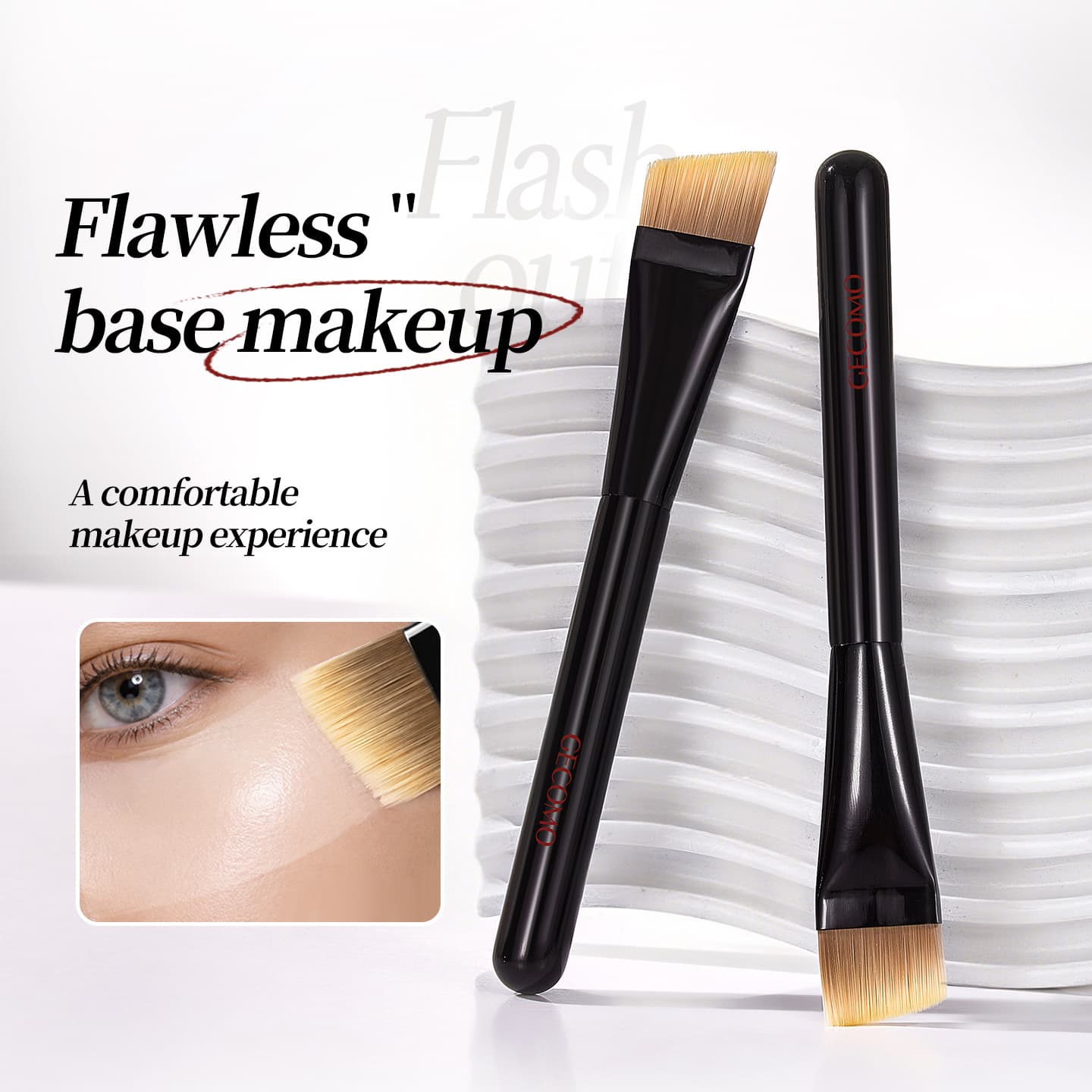 Gecomo Angled Foundation Brush with Flat Head for Seamless Liquid Foundation Application, Specialized Beauty Tool for Cross-Border Beauty