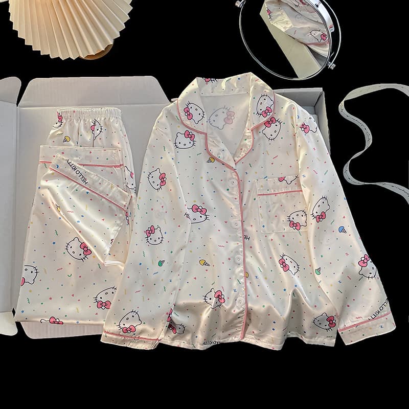 Children's pajamas long-sleeved ice silk suit baby home clothes 2026 children's cartoon boys and girls pajamas air-conditioned clothes