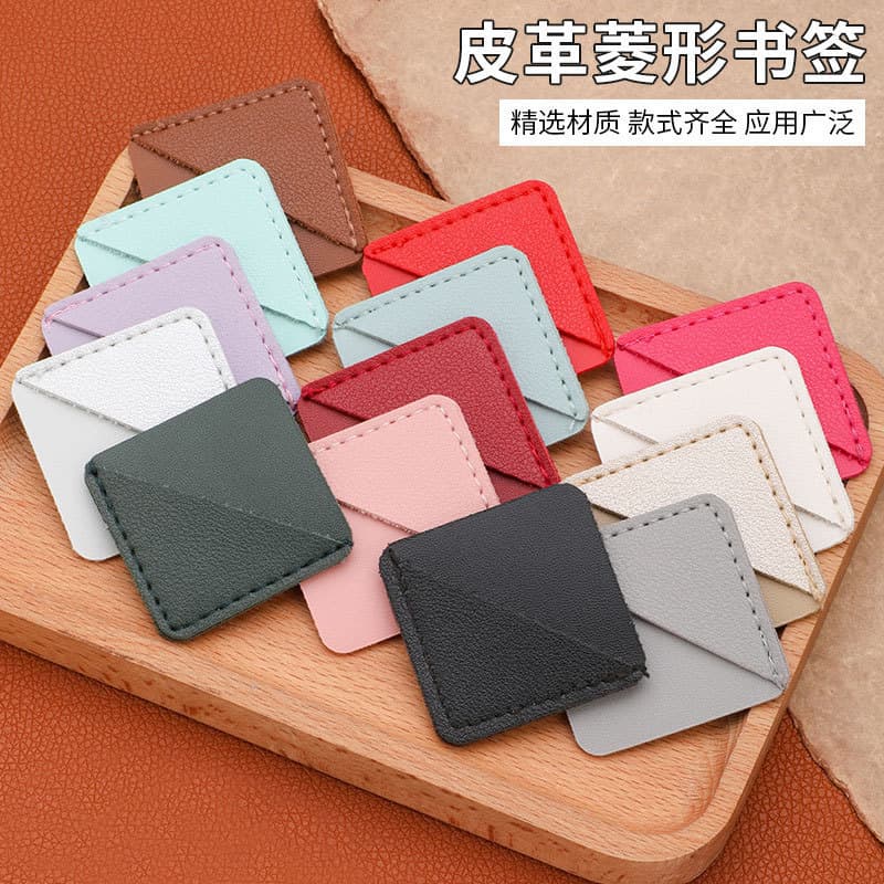 Factory Direct Creative Portable Gift PU Leather Diamond Bookmark Page Corner Protector Square Bookmark Wholesale