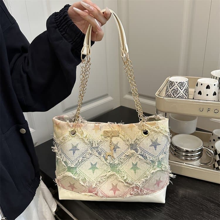 Vintage Fashion Large Capacity Denim Tote Bag 2025 Summer Trendy Shoulder Bag for Work Commute Underarm Women's Bag