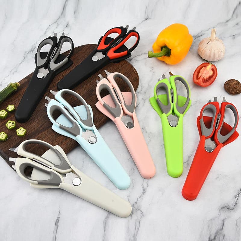 Multi-functional Refrigerator Scissors, Stainless Steel Kitchen Scissors, Magnetic Detachable Household Poultry Bone Scissors, Outdoor Food BBQ Scissors