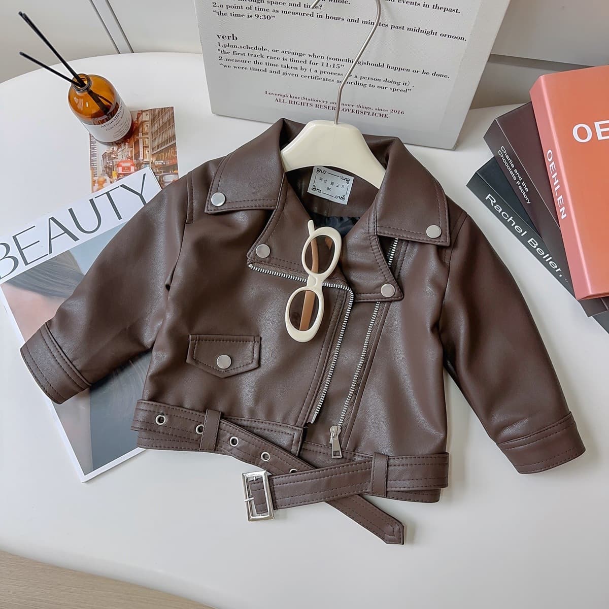 Girls Korean Style Leather Jacket Autumn Spring New Fashion Coat Girls Motorcycle Short Leather Jacket AQB009