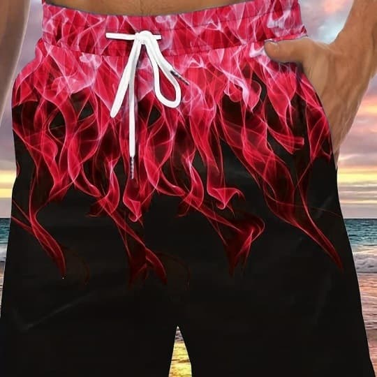 Summer Men's Casual New Beach Print Straight-Leg Shorts Sports Cross-Border Source Factory European and American Vitality