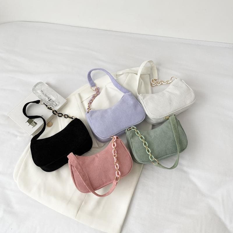 Women's bag literary cloth bag casual corduroy corduroy shoulder bag women's bag solid color mini crossbody bag portable canvas bag