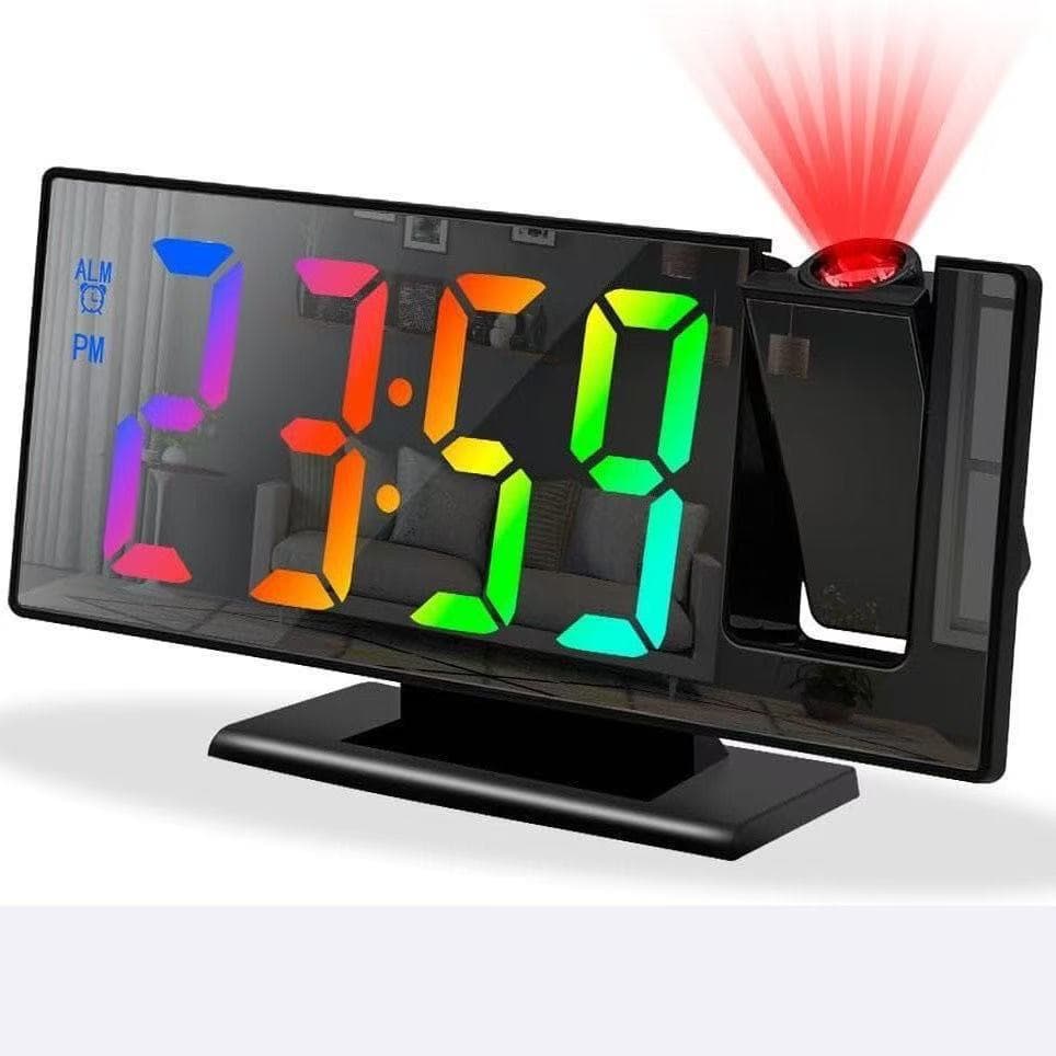 Color screen new digital projection clock LED multi-functional desktop creative mirror electronic alarm clock large screen wall clock