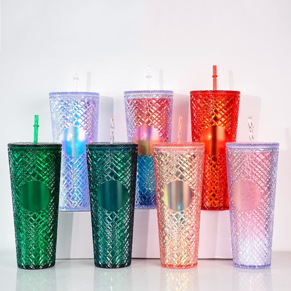 Factory Direct Star Cup Style Portable Large Capacity Plastic Straw Water Cup High Appearance Double Layer Durian Cup