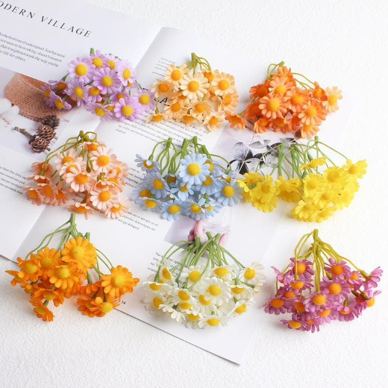 Simulated small daisy flower diy handmade accessories decoration 5-head chrysanthemum fake flower home decoration ornaments
