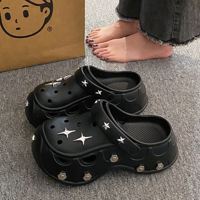 Y2K Platform Clogs for Women Summer Thick Sole 7cm High-End Anti-Slip Non-Odor Two-Way Closed-Toe Beach Sandals