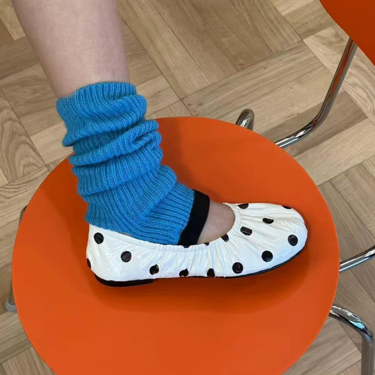 Mary Jane Split-Toe Shoes, Korean Style Polka Dot Shoes, Cute and Quirky Casual Versatile Retro Soft Leather Single Shoes, Women's Granny Shoes, Flat Soles