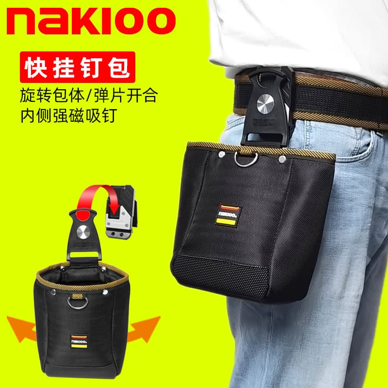 Cross-Border Hot-Selling Quick-Hang Tool Bag Carpenter Nail Bag Portable Electrician Bag Screw Nail Accessories Waist Bag Tube Bag