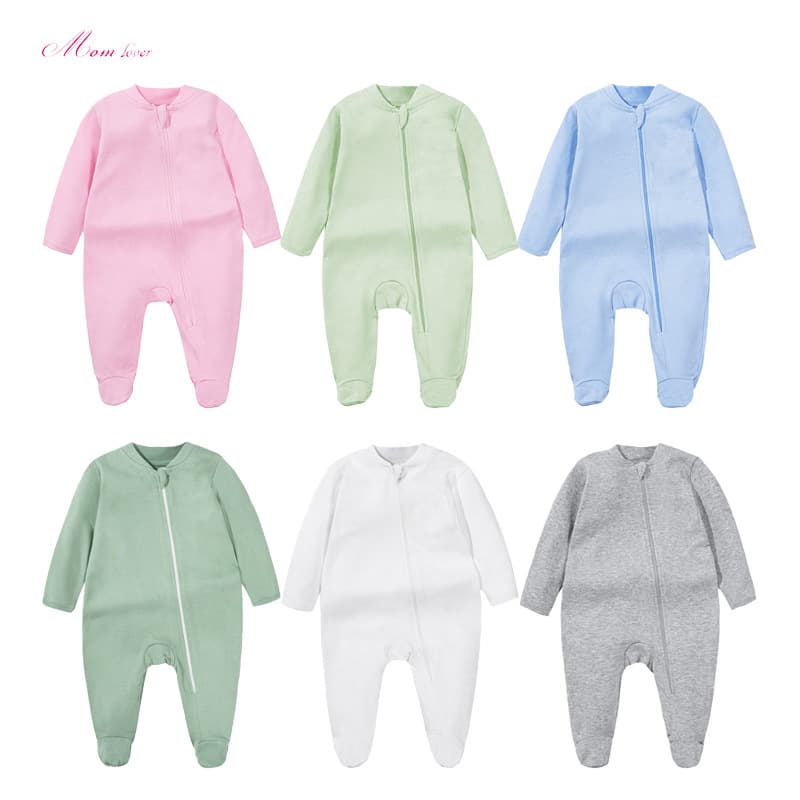 Baby Romper Zipper Long Sleeve Onesie Newborn Clothes Cotton Unisex Spring Summer Autumn Neutral Rompers Zipped Jumpsuits