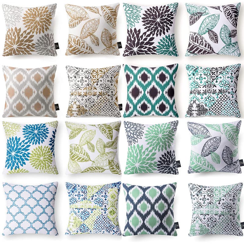 Cross-Border Best-Selling Simple Geometric Print Abstract Floral Linen Cushion Cover Peach Skin Velvet Sofa Pillow Cover Cushion Cover