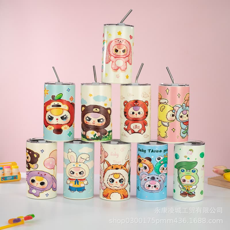 Hot New Cartoon Baby Three-Year-Old Stainless Steel 304 Thermos Cup 3D Printed UV Thermos Cup