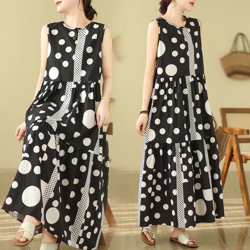 Plus Size 2024 Summer New Plus Size Women's Clothing Simple Sleeveless Vest Style Long Dresses Fashionable and Easy To Wear