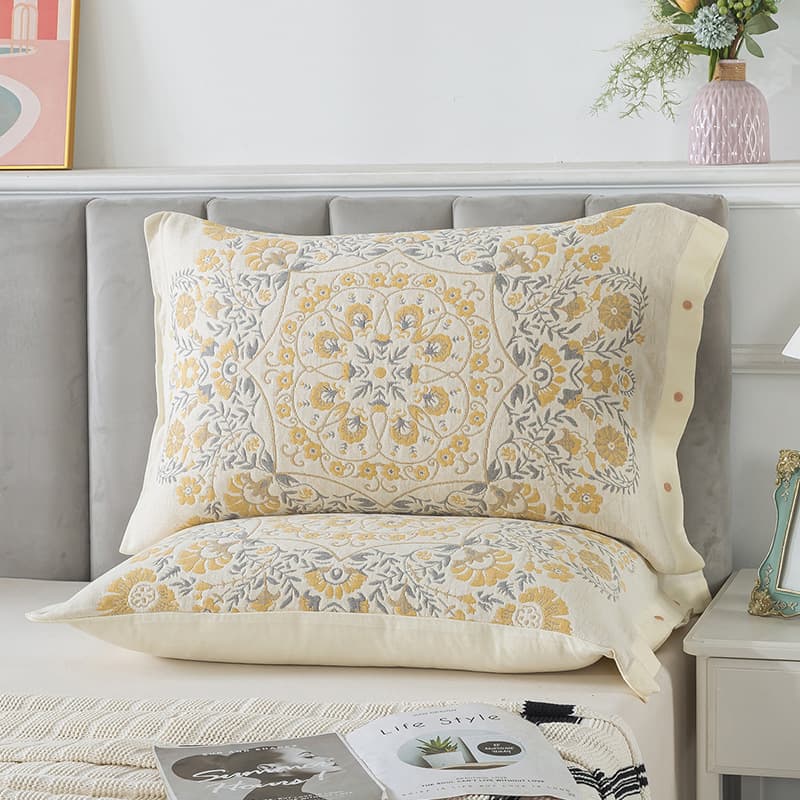 Four-layer pure cotton gauze pillowcases, one pair, all-inclusive new 2024 four-season pillowcases, home pillowcases