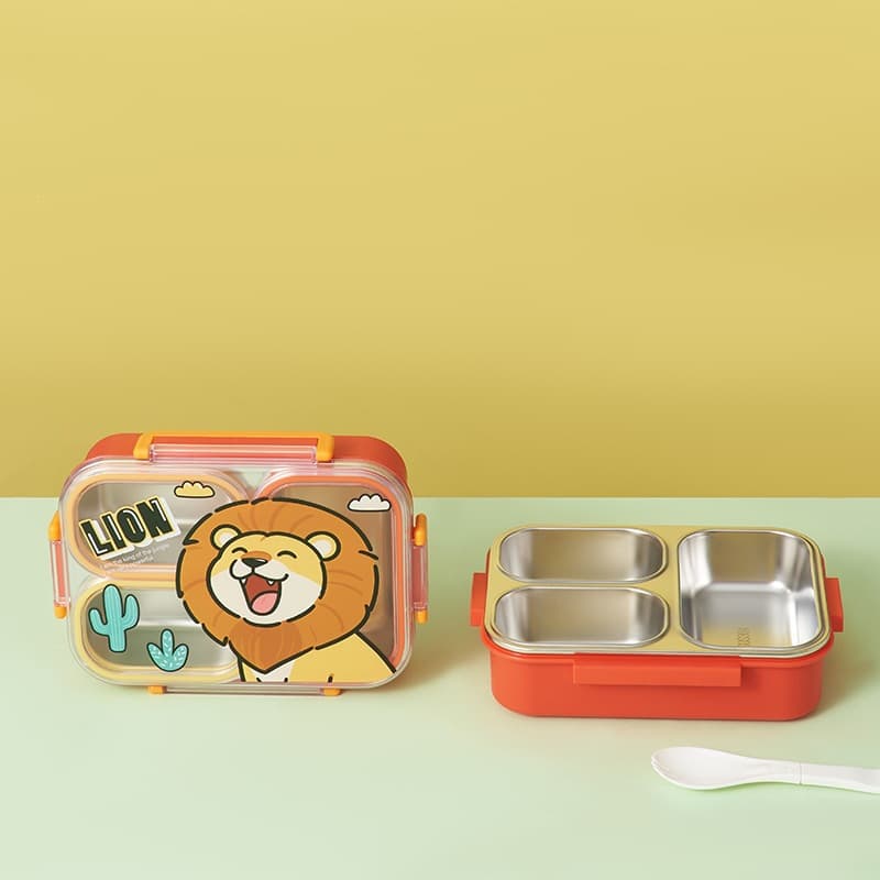 Fun Kids Bento Box Large Capacity Stainless Steel Lunch Box Outdoor Picnic Food Storage Container Meal Prep Lunch Box