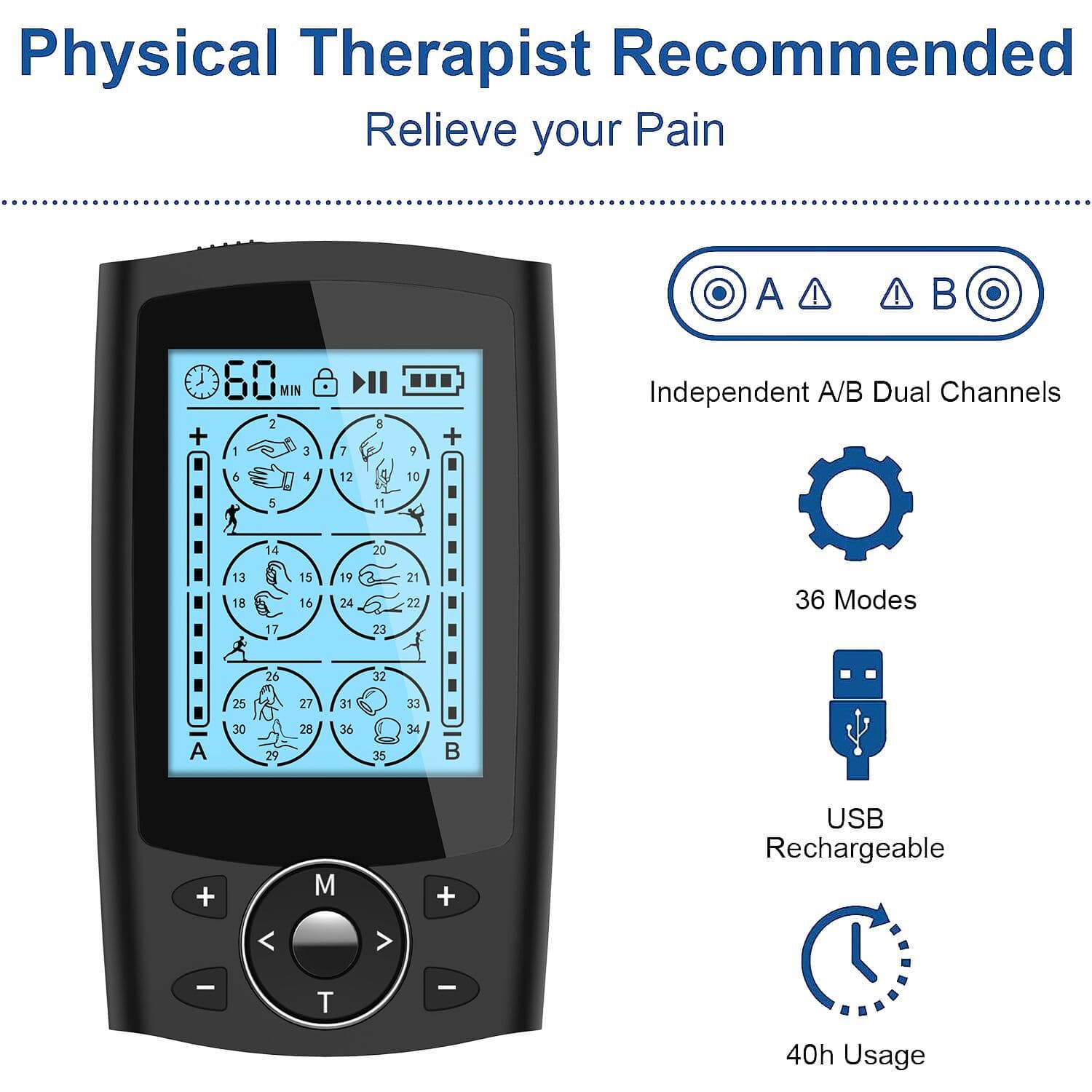 36 Mode Meridian Physiotherapy Device TENS Muscle Stimulator EMS Low-Frequency Massage Amazon Hot Seller Portable Charging