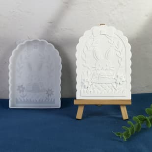 X1457 Arch Rabbit Figurine Desktop Decoration Cement Plaster Mold DIY Silicone Mold