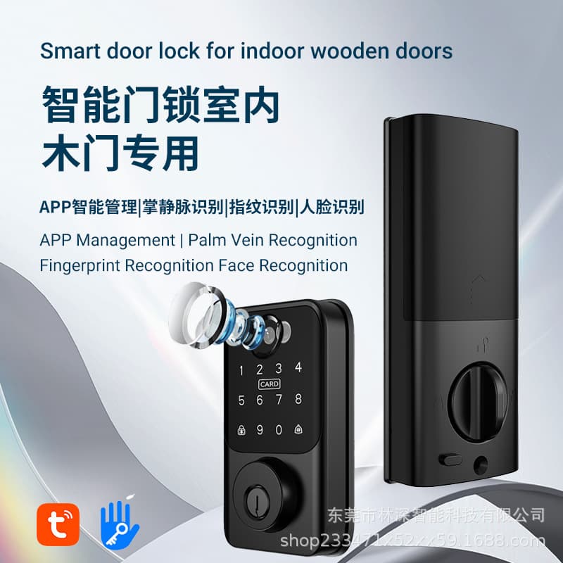 Cross-Border Foreign Trade Fully Automatic Intelligent Staple Lock Graffiti Fingerprint Lock Electronic Card Swipe Password Lock North American Indoor Wooden Door Lock
