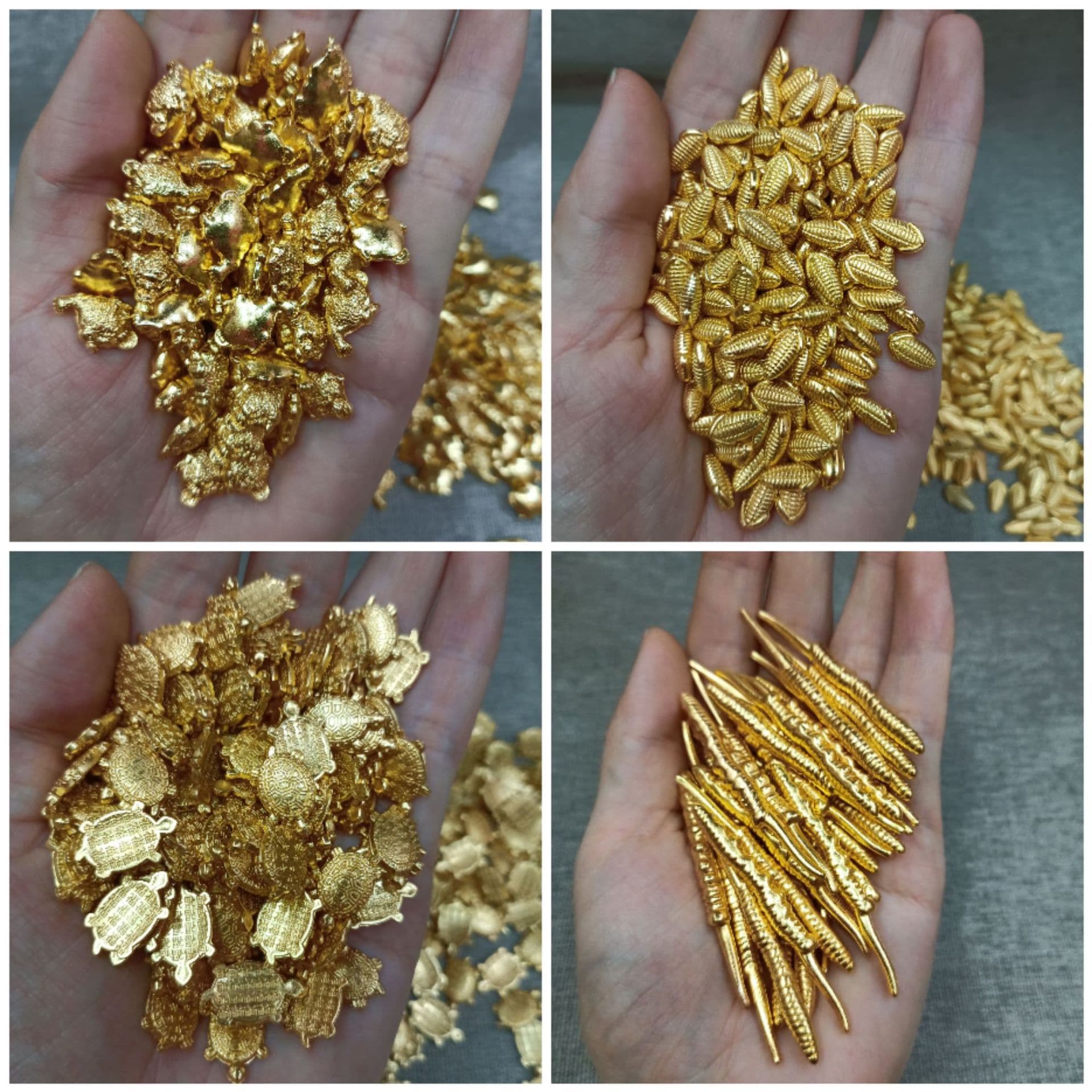 Simulation Mini Gold Ingot Sand Gold Solid Small Ingot Gold Melon Seeds Ruyi Abacus Solid Gold Bar 1cm Ornament