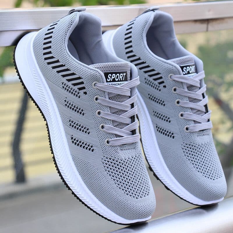 Lightweight Breathable Men's Running Shoes Soft Bottom Casual Round Toe Mesh Upper Spring New Style Sporty Comfortable Flatform