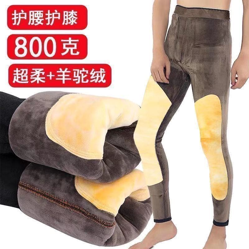 【High Quality】Men's Cotton Pants Fleece-Lined Thickened Waist and Knee Protection Inner Wear High-Waist Deep Crotch Young and Middle-Aged Plus-Size Warm