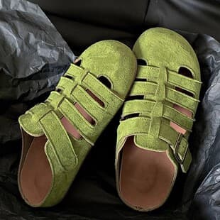 Retro Niche Hollow Toe Half Slippers for Women 2026 Spring Summer Outdoor Slip On Thick Sole Ugly Cute Casual Birkenstock Shoes