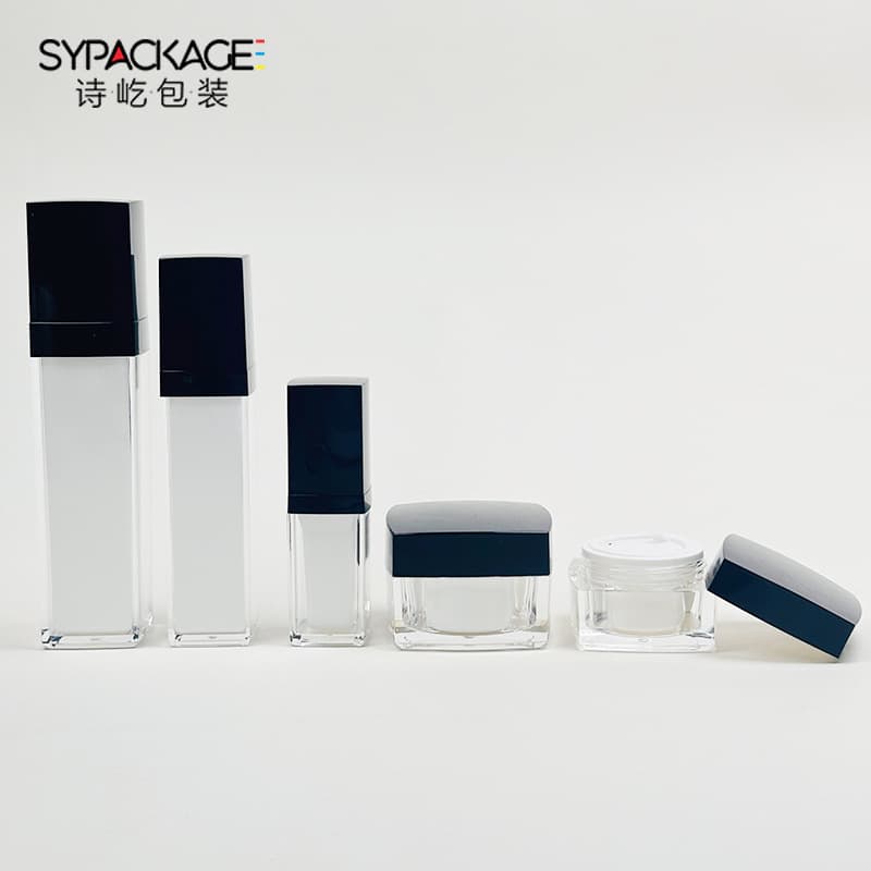 New Acrylic Cosmetic Bottles 15g Cream Jar 100ml Square Acrylic Pump Bottle Essence Bottle