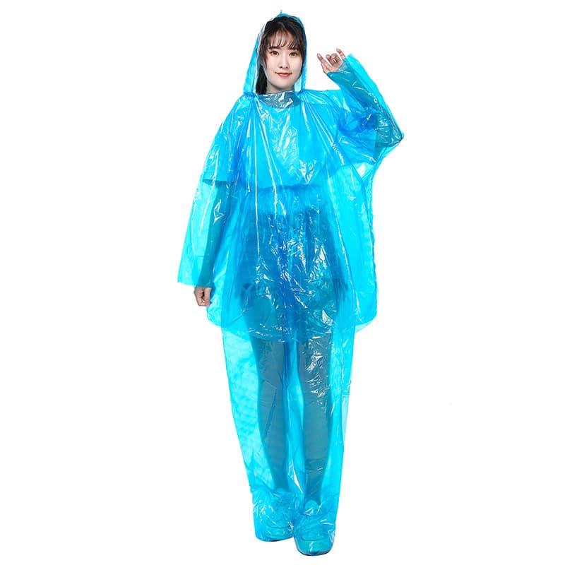 Disposable Full-body Rain Suit with Foot Covers, Thick Long Split Rainwear Set for Travel, Waterproof for Adults Unisex
