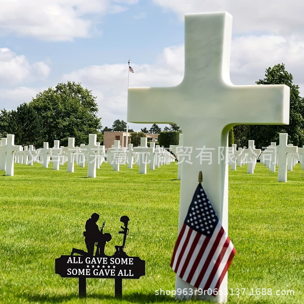 ALL GAVE SOME SOME GAVE ALL Memorial Plaque Veteran Cross Silhouette Decoration